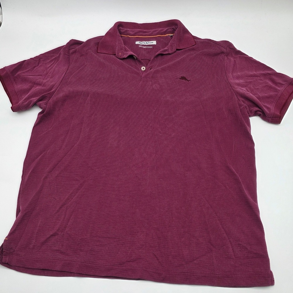 Tommy Bahama Polo Shirt Mens L Burgundy IslandZone Short Sleeve Moisture Wicking